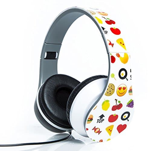 Smiley Print Over the Ear Foldable Headphone (WHITE)