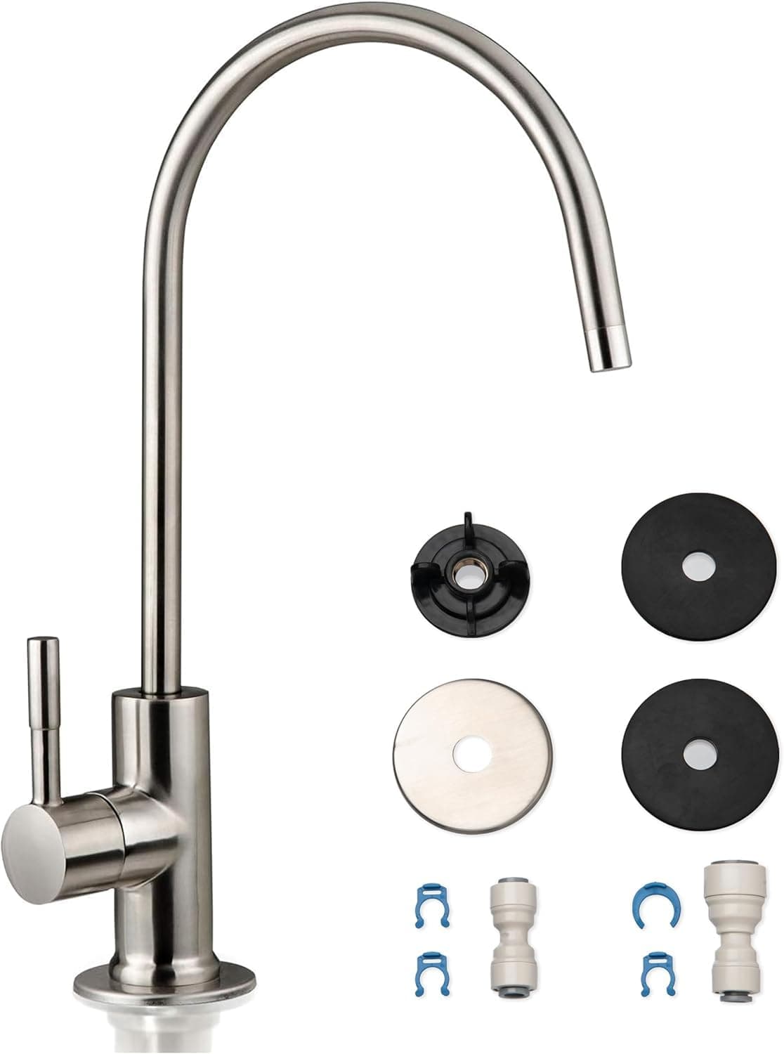 iSpring GA1-BN Drinking Water RO Faucet for Kitchen Sink, Heavy-Duty Lead-Free Reverse Osmosis Faucet for RO Water Filtration System, Non-Air Gap 100% Stainless Steel RO Faucet, Brushed Nickel Finish