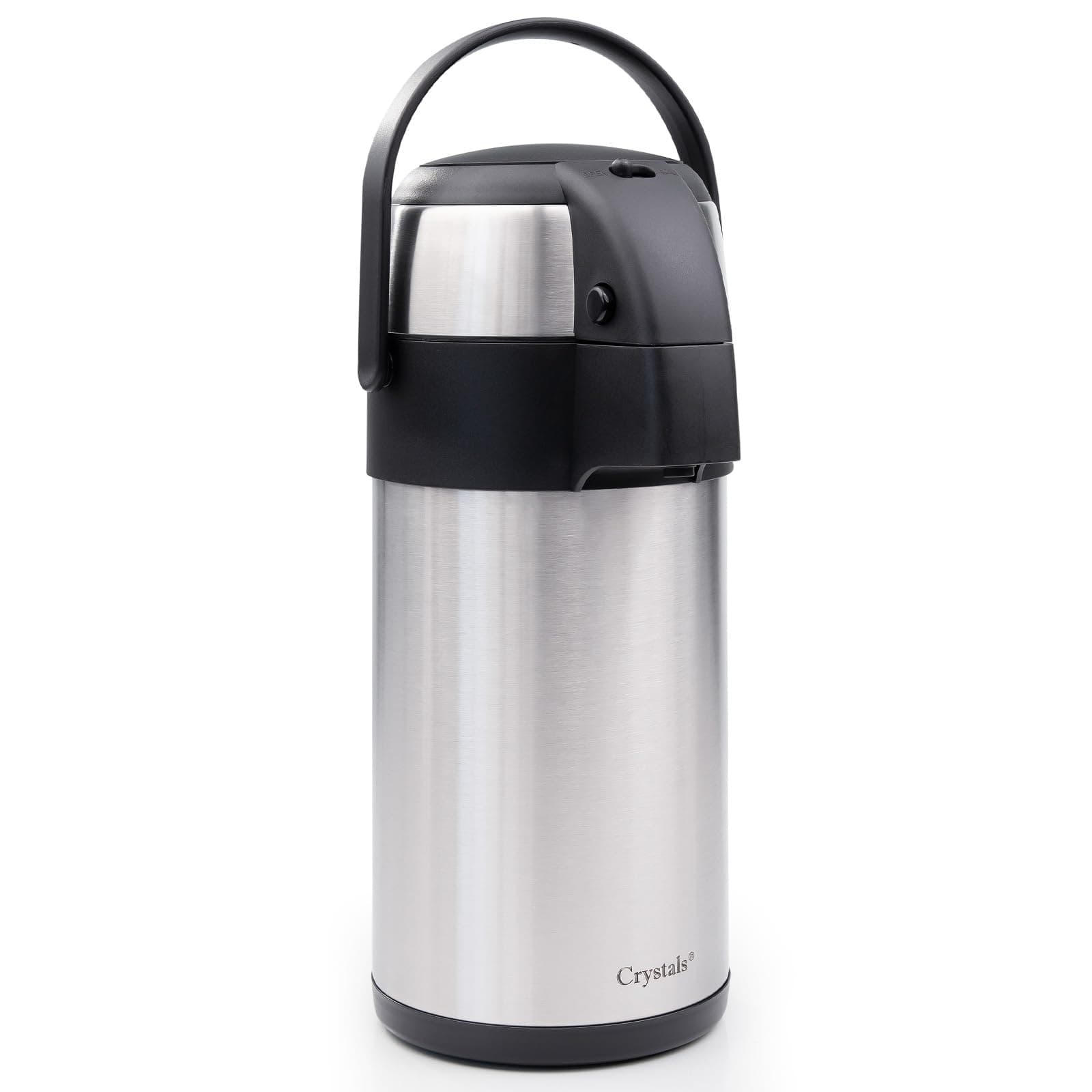 3L/5L Pump Action Air Pot Flask with Vacuum Insulated, Safety Lock & Carry Handle for Drink, Tea & Coffee by Crystals® (3L Air Pot Flask)