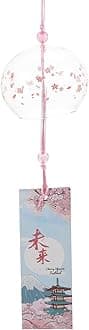 Japanese Wind Chimes Glass Wind Bells Japanese Edo Furin Glass Windchimes Bells Suncatcher Flower Chime Handmade Birthday for Hallway Corridor Yards Garden Patio Hanging Decorations