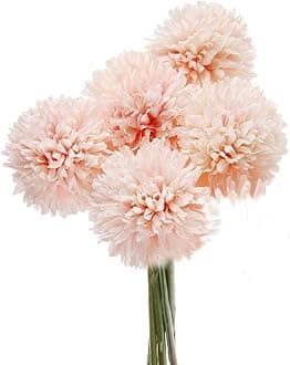 Flow.month 5Pcs Artificial Flowers, Fake Flowers Silk Plastic Artificial Hydrangea Realistic Flower Arrangements Wedding Decoration Table Centerpieces(Pink)