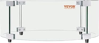 VEVOR Fire Pit Wind Guard, 29 x 8 inch Round Glass Flame Shield, 0.24-Inch Thick Fire Table Accessory, Clear Tempered Glass Flame Guard for Propane, Gas, Outdoor, Patio, Backyard