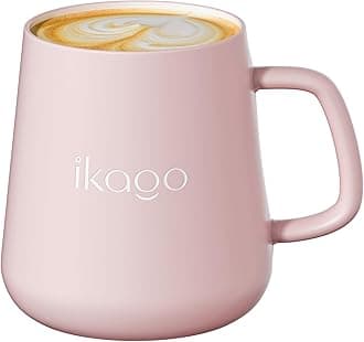 Pink Ceramic Coffee Mug Set,15oz Mugs with Lid and Spoon, Black Coffee Mug, Matching Mug lid, Novelty Laser Engraving Pattern, Best Gift for Coffee, Tea, Cocoa Lovers