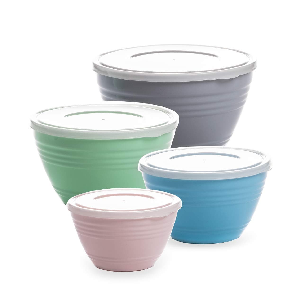 Mixing Bowl Set with Lids | Versatile Plastic Bowls for Kitchen Mixing, Serving, and Storage - 4-Piece Mixing Bowl Set in Various Sizes | Space-Saving Nesting Design | Dishwasher Safe