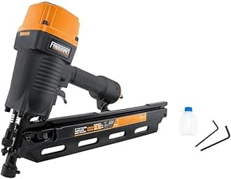 Pneumatic 21 Degree Framing Nailer with Nails | 2" – 3-1/2” Full Round Head Nails | Anti-Dry-Fire, Dual Trigger, Depth Adjust, and Comfort Grip | PFR2190NQ