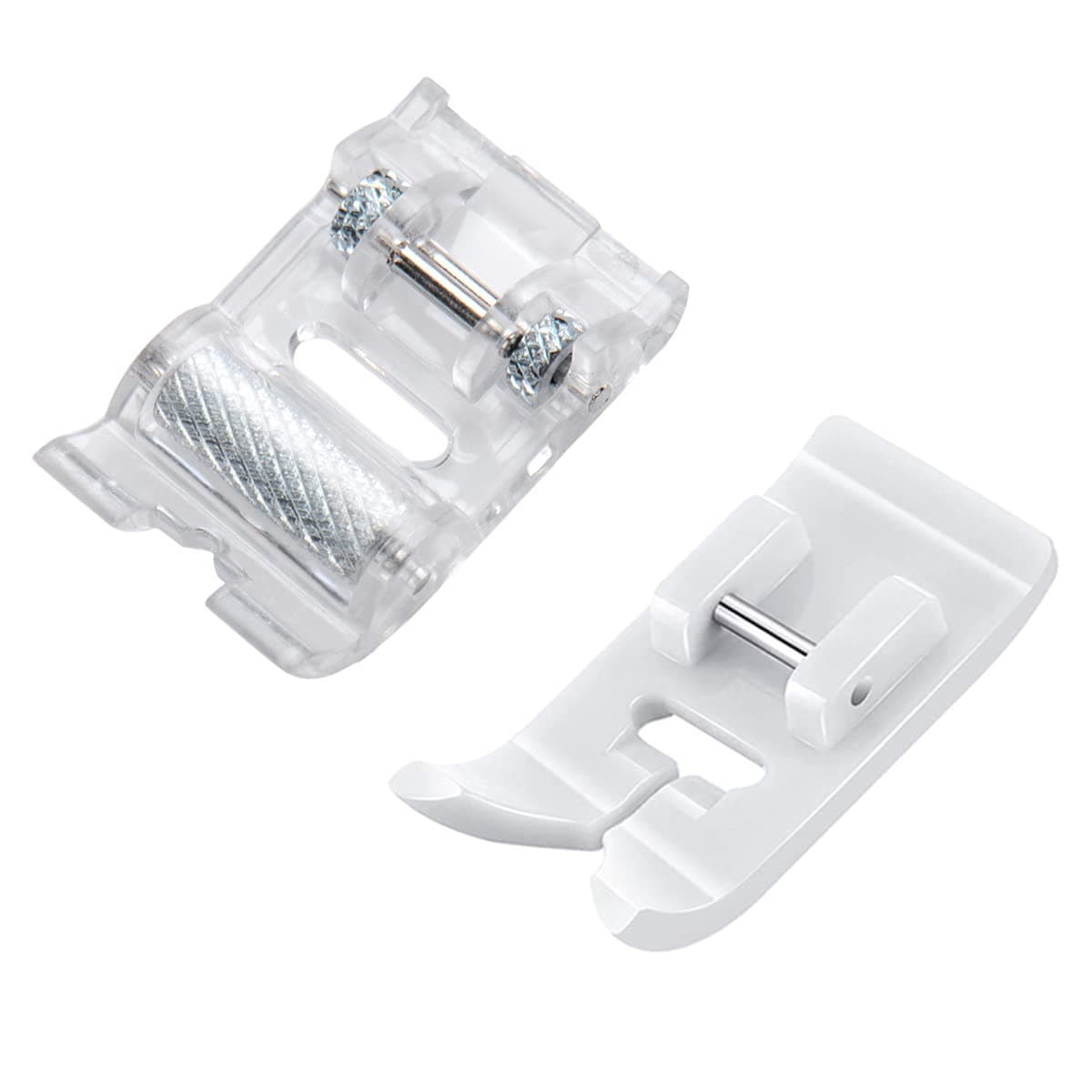 2 PCS Roller Presser Foot and Non-Stick Zigzag Teflon Presser Foot - Fits All Low Shank Snap-On Singer, Brother, Babylock, Janome Sewing Machine