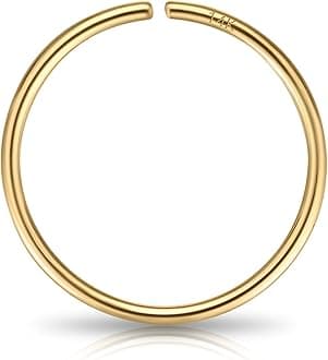 14K Solid Gold Nose Ring Hoop for Women Inner Diameter 8mm 5/16 Inch 22G Real 14K Cartilage Hoop Earring 22 Gauge Small Thin Nose Piercings hoops for Men Jewelry