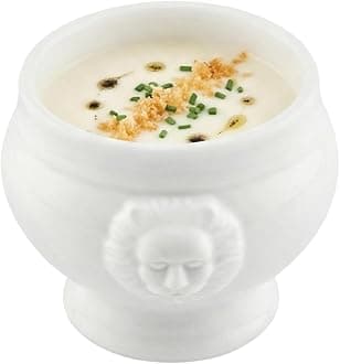 Restaurantware-6 Ounce Porcelain Bowls, 10 Lion Head Design Porcelain Small Bowls - Microwave-Safe, Oven-Safe, White Bowl, Chip-Resistant, Round
