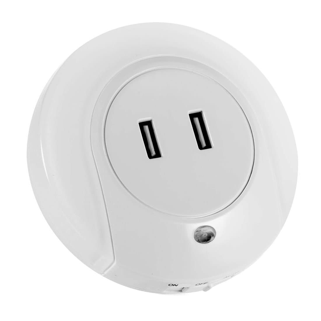 LED Night Light with Automatic Dusk to Dawn Sensor and 5V 2A Dual USB Wall Plate Charger Perfect for Baby Room Bathroom Bedroom Hallway Kitchen - Warm White