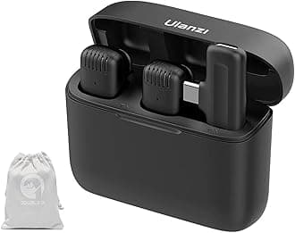ULANZI J12 Wireless Microphone for Android Type-C Tablet Laptop Mobile Phone | 7h Battery Plug&Play | Charging Case | for Real Estate Interview YouTube Vlog | 20m Range | 1Yr Warranty + Pouch