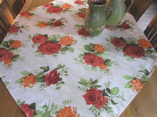 Nature Tablecloth with Roses and Hydrangeas, ca. 100 x 100 cm