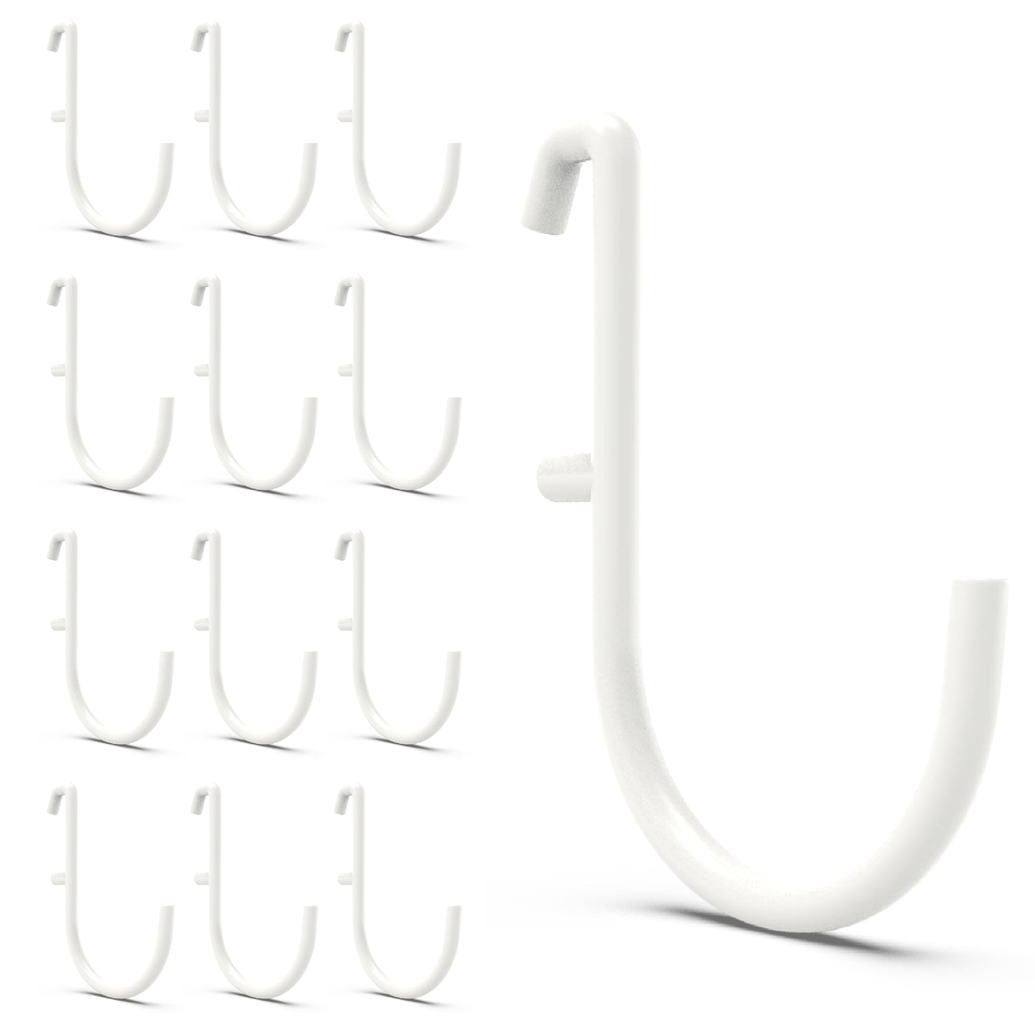 BFPeaky Pegboard J Hooks for IKEA Skadis Pegboard, White, Pegboard Accessories, Compatible with IKEA SKADIS Pegboard, 12 Pack