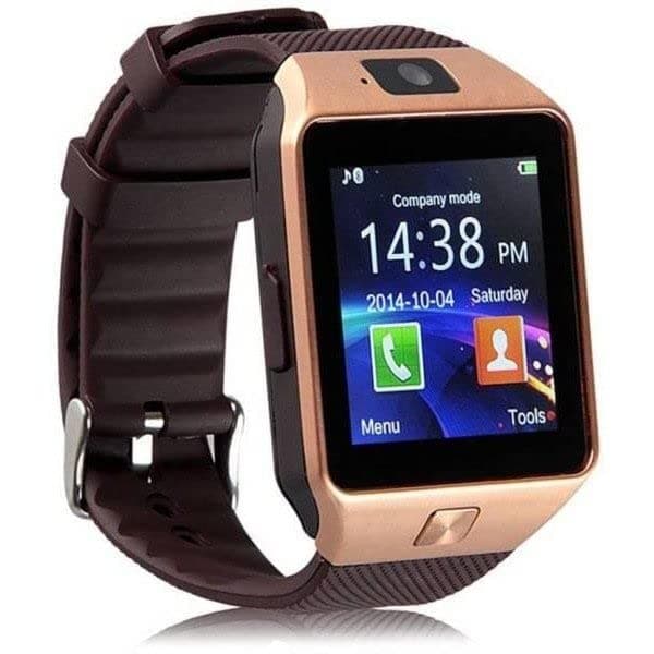 Smart watch with Camera and Activity Tracker With Sim & SD Card- Heart Rate Tracker, Step and Calorie Counter, Blood Pressure Tracker Calling Watch Pedometer and Fitness Monitoring (DZ09 Gold)