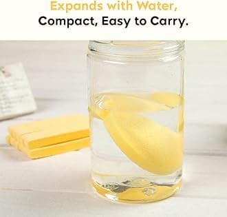 Gleva Powder Puff Soft Face Makeup Sponge, Loose powder Foundation Blending Sponges Set, Beauty Blender, Contouring, Wedge Triangle Shape Wet & Dry Tool Washable Reusable (Yellow-12 Pcs)