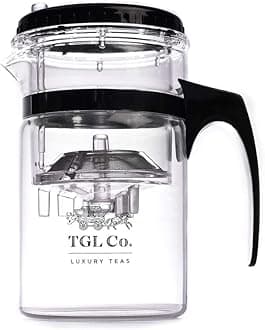 TGL Co. Press Art Tea Maker – 500ml Borosilicate Glass Tea Pot with Detachable Stainless Steel Infuser | Heat-Resistant, Easy Pour | Loose Leaf & Green Tea Brewer | Modern Teapot for Home & Office