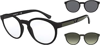 Men's Ea4152 Prescription Eyewear Frames with Two Interchangeable Sun Clip-ons Round