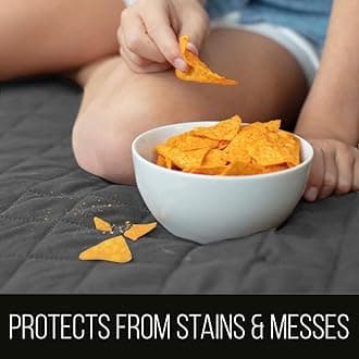 Sofa Shield Patented Chair Slipcover, Reversible Tear Resistant Soft Quilted Microfiber, 23” Seat Width, Durable Furniture Stain Protector with Straps, Washable Cover for Dogs, Kids, Charcoal Linen