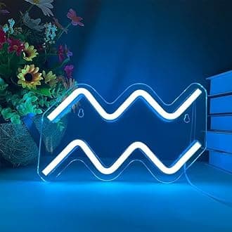 The Zodiac Horoscope Neon Sign, Aquarius LED Neon Signs for Wall Decor, Astrology Zodiac Horoscope Neon Lights Beautiful Spiritual, Birthday Party, Home Kids Room Decor Aquarius
