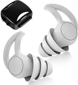 ACWOO Earplugs for Sleep, 2 Pieces Soft Silicone Ear Plugs, Noise Reduction Ear Plugs with Storage Container Box, Noise Cancelling Reusable Hearing Protection Suitable for Sleeping and Snoring (Grey)