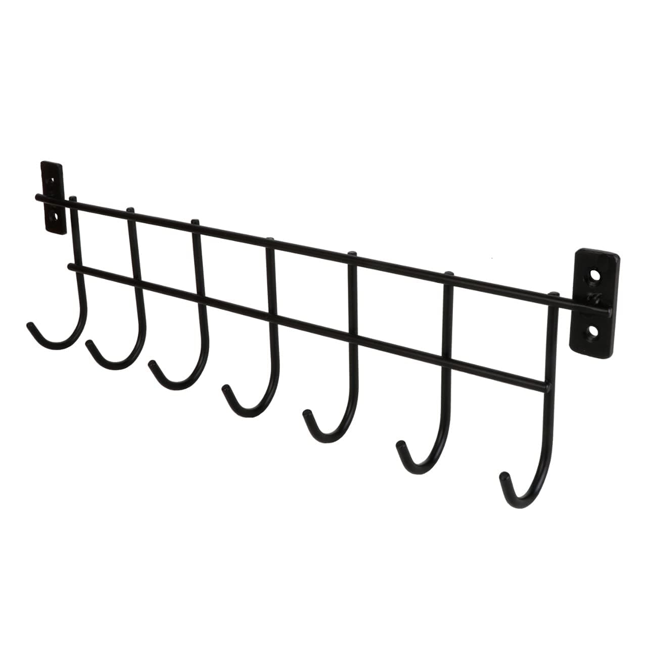 Appucoco Wall Mount 7 Hook Single Entryway, Closet, Bathroom & Kitchen Utensil Keys Storage Holder (Black, 1)