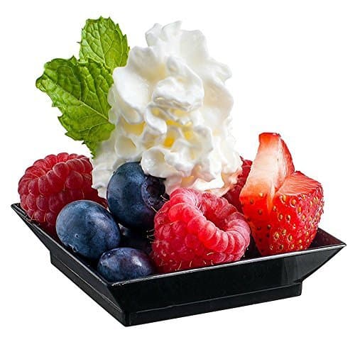 Zappy 2.5" x 2.5" Square Black Mini Appetizer & Dessert Plates - Disposable Hard Plastic Petite Tasting Sample Plates for Mini Party Trays & Sushi