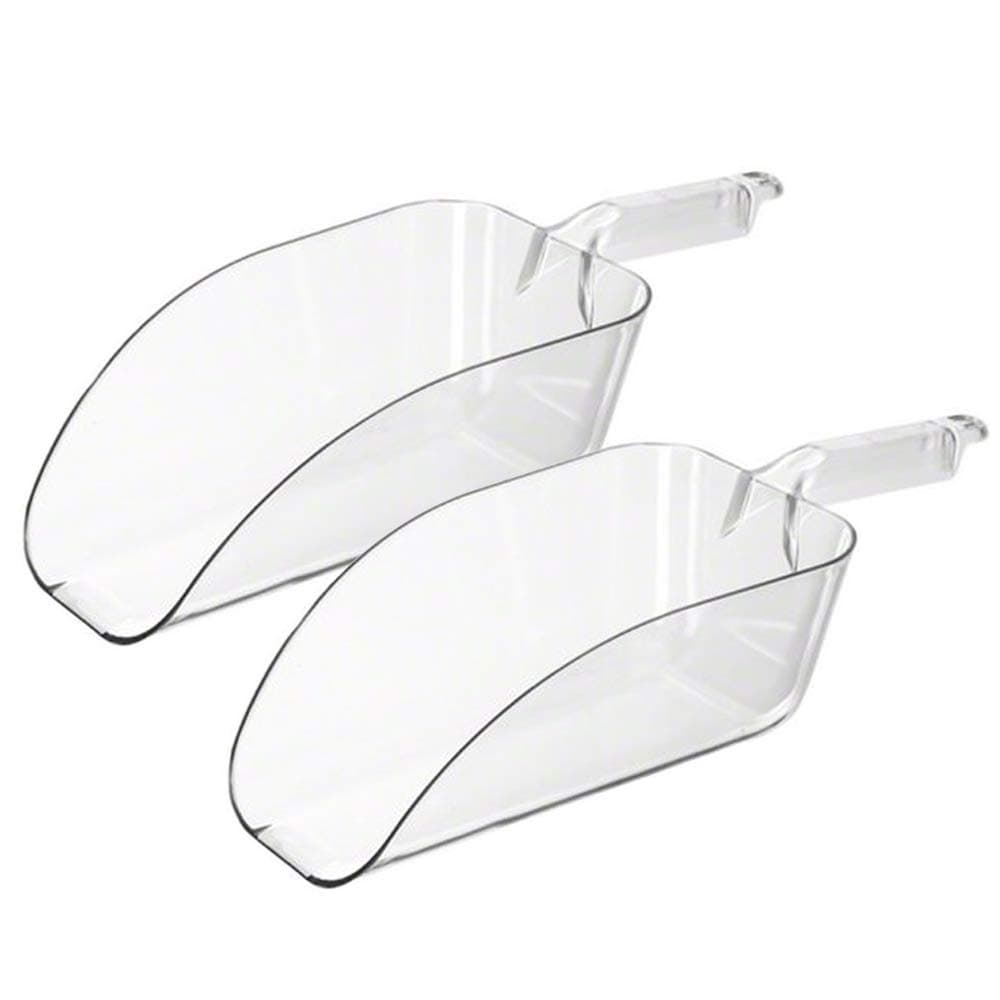 (2 Pack) 64-Ounce Clear Polycarbonate Scoop, Large Plastic Ice Scoop, Candy Scoops, Popcorn Scoops, Heavy-Duty Utility Scoops by Tezzorio