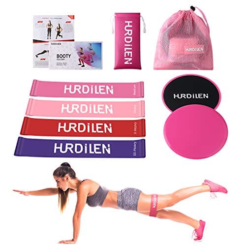 Resistance Loop Bands with Exercise Sliders,Resistance Exercise Bands for Home Fitness, Crossfit, Stretching, Strength Training,Physical Therapy,Natural Latex Workout Bands,Pilates Flexba