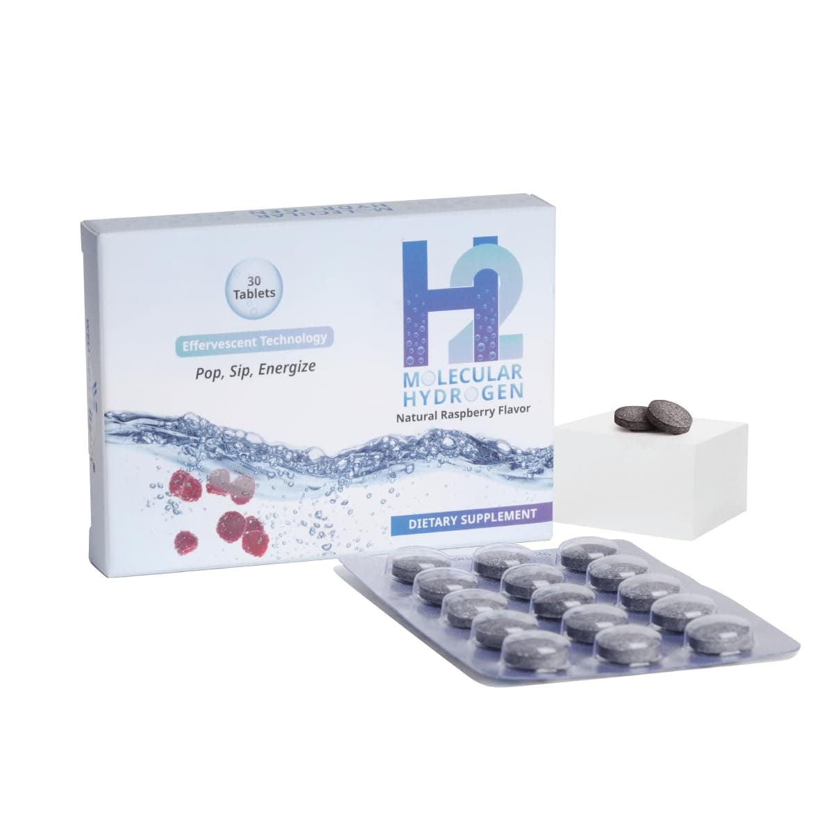 H2 Molecular Hydrogen Water Tablets 12 PPM – Effervescent Hydrogen Tablets for Drinking Water, Supports Healthy Hydration, Energy, and Metabolism – 30 Raspberry