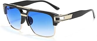 Square Sunglasses for Men Classic Oversized Sun Glasses Retro Semi Rimless Gold Alloy Frame UV400