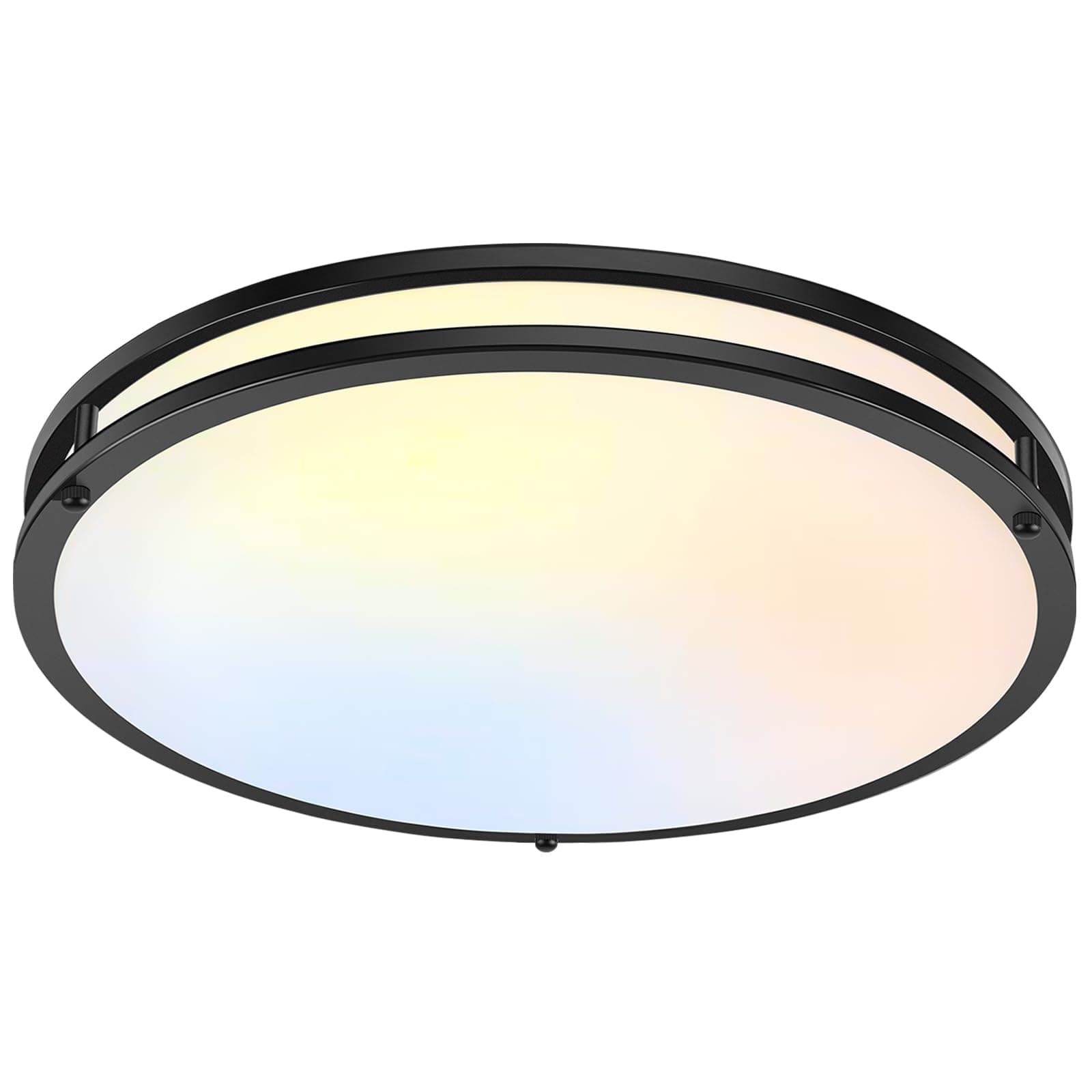 18inch LED Flush Mount Ceiling Light, 50W 5600lm Bright Dimmable LED Ceiling Light Fixture, 2700K-6500K Adjusted, Modern Kitchen Light Fixture Ceiling for Living Room Bedroom, Matte Black, 1-Pack