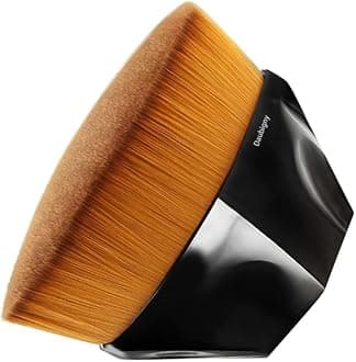 Foundation Makeup Brush Flat Top Kabuki Hexagon Face Blush Liquid Powder Foundation Brush for Blending Liquid, Cream or Flawless Powder Cosmetics with Bonus Protective Case (Black)