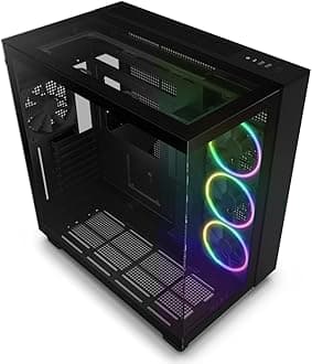 NZXT H9 Elite Dual-Chamber ATX Mid-Tower PC Gaming Case – Includes 3 x 120mm F120 RGB Duo Fans with Controller– Glass Front, Top & Side Panels – 360mm Radiator Support – Cable Management – Black