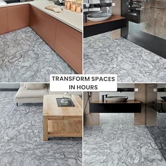Vinyl Floor Tiles Self Adhesive - 60 Pack / 60sqf (5.57 sqm) Vinyl Flooring Peel And Stick Floor Tile - 12x12 inch (30.5x30.5cm) - For Kitchen, Living Room and Bathroom - Charcoal Marble Flow