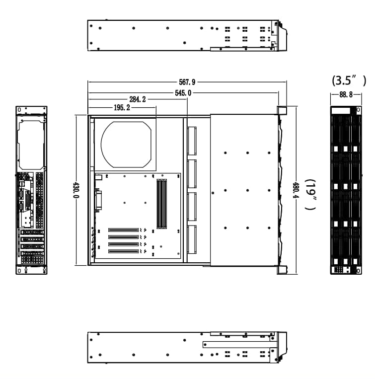 RackChoice M-ATX/Mini-ITX 2U Rackmount Depth 21.5" Server Chassis 6Gbps hotsw...
