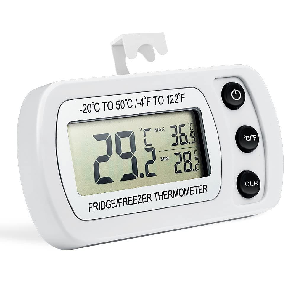 Digital Refrigerator Freezer Thermometer,Max/Min Record Function with Large LCD Display