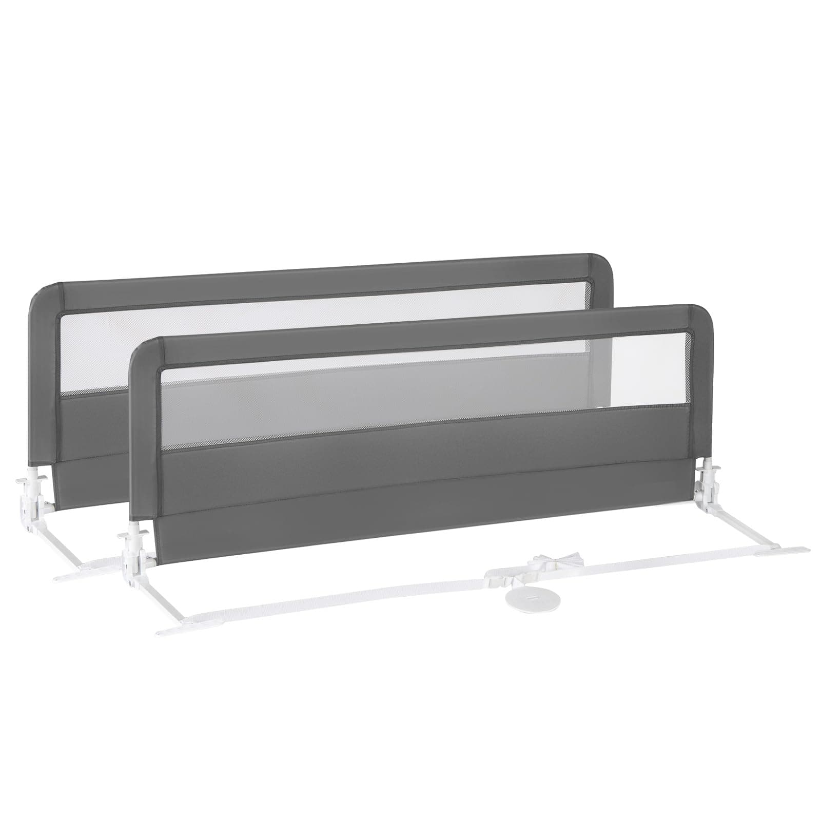Costzon Bed Rail for Toddlers, 2 PCS Extra Long Swing Down Safety Bed Guards w/Straps for Convertible Crib, Kids Twin, Double, Full Size, Queen & King Bed, Folding Bed Rails for Baby (59-Inch, Gray)