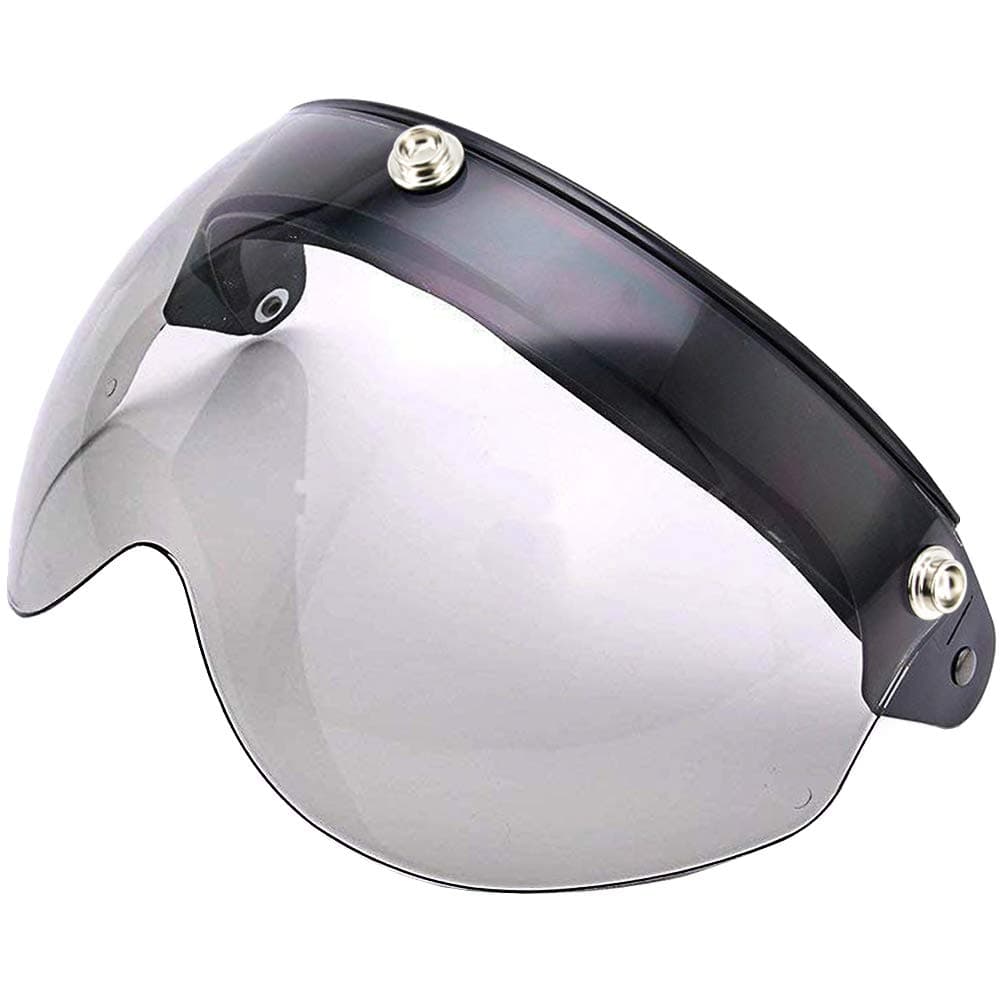 Pilot Style Flip Up Down Shield Visor Lens for 3-Snap Motorcycle Open Face Helmets (Light Smoke)