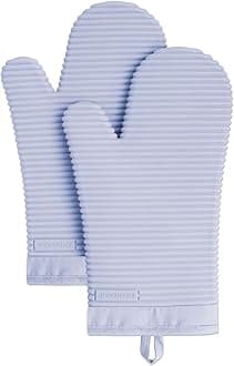 KITCHENAID Ribbed Soft Silicone Oven Mitt 2-Pack Set, 7.5"x13", Lavender Cream