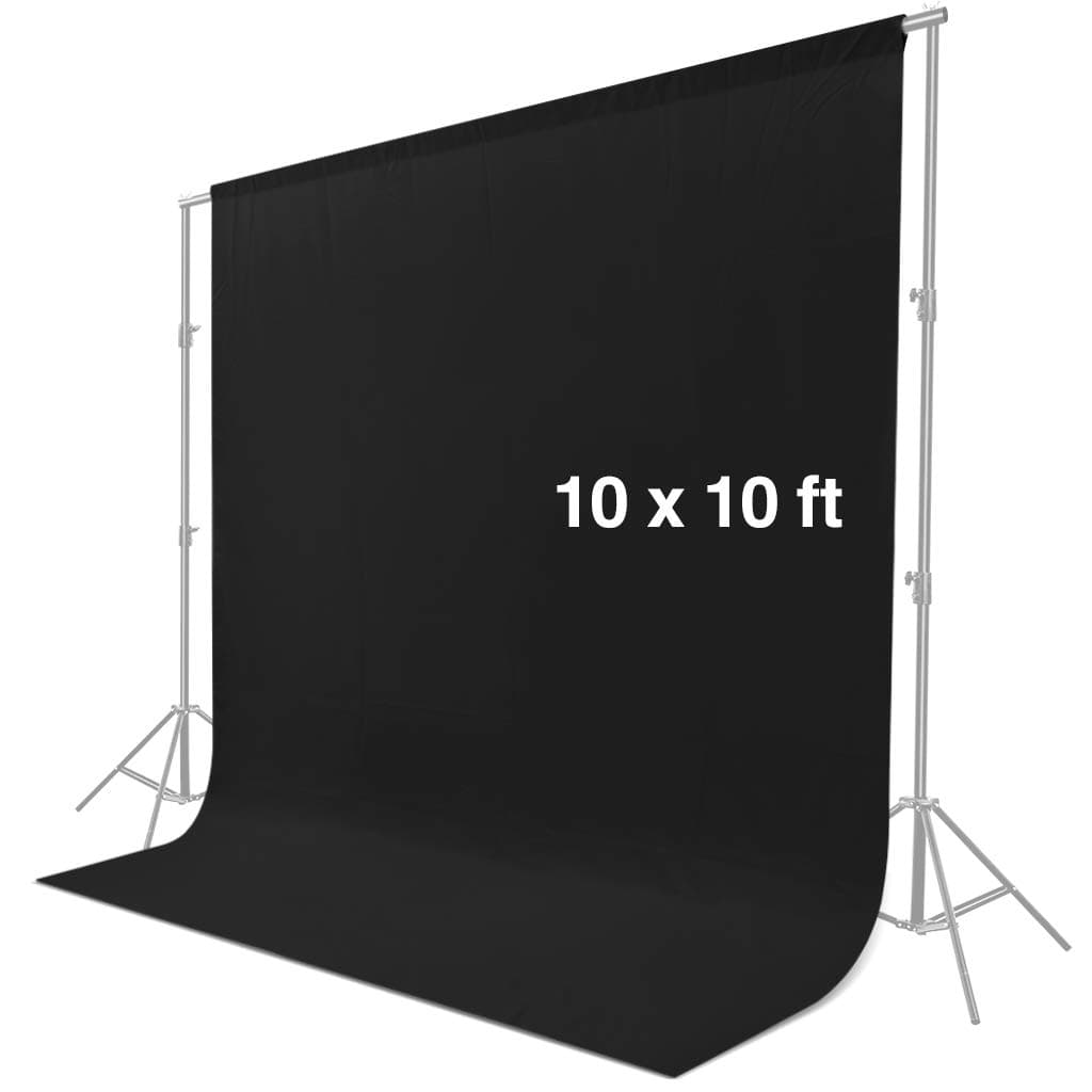 CRAPHY Photo Studio Backdrop 3 x 3 m/ 10 x 10 ft, Silk Cotton Cloth Collapsible Photo Background, Lightweight Seamless Sheet for Professional Photography - Black