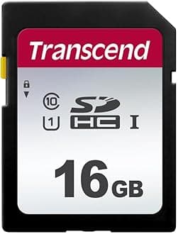 Transcend SDC300S 16GB SDHC Class 10 U1 Memory Card, Speed up to 95MB/s for Digital Cameras TS16GSDC300S