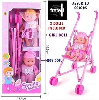 FRATELLI ® - Baby Doll Collection (Stroller with Babies - Real Stroller / PRAM for Your Baby Dolls)