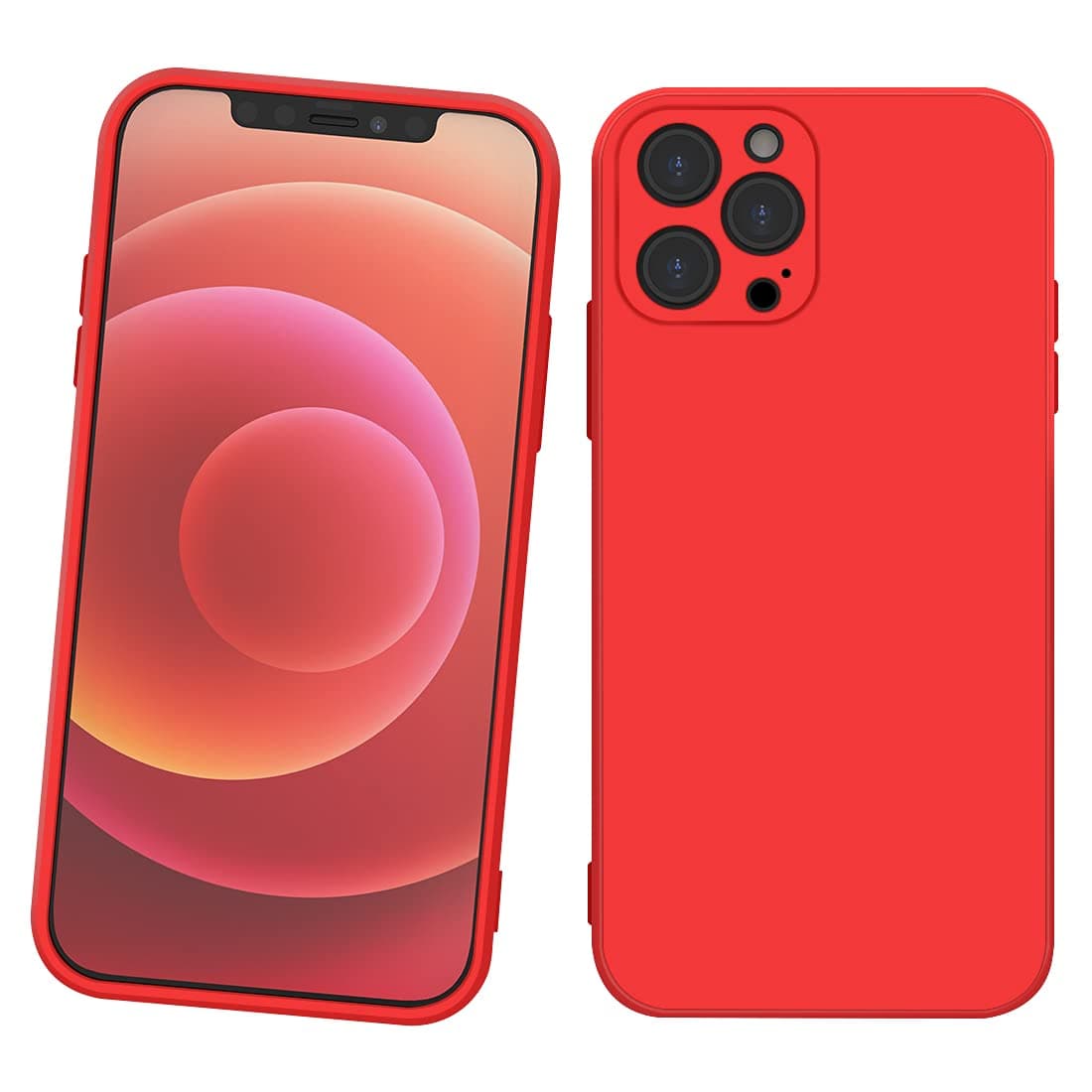 HJBfor Red iPhone 12 pro max Case - Shockproof Slim Fit Silicone TPU Soft Rubber Cover Protective red Bumper for iPhone 12 pro max red, for Boys Girls Woman Man{6.5inch} (Red)