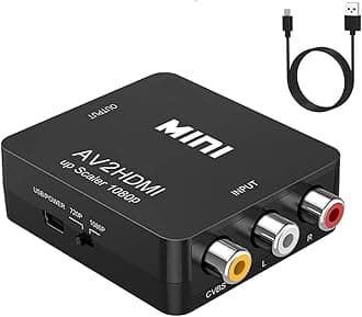 ABLEWE RCA to HDMI Adapter,AV to HDMI Converter, 1080P Mini RCA Composite CVBS Video Audio Converter Adapter Supporting PAL/NTSC for TV/PC/ PS2/PS3/ STB/Xbox VHS/VCR/Blue-Ray DVD Players