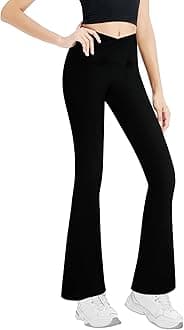 Girls' Leggings Cross Flare Pants Black High Waist Soft Stretchy Full Length Yoga Bootcut Pants for Kids Teens Dance