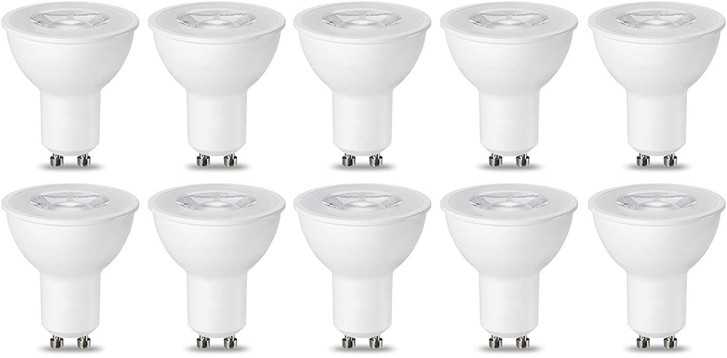 Amazon Basics LED GU10 Spotlight Bulb, 5.5W (Equivalent to 50W), Warm White, Dimmable- Pack of 10