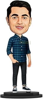 Avatar Studio Personalized Gift For Friends, Brother, Bff, Boyfriend, Father Character Caricature Photo Frame Unique Design Customized Gift For Friends & Family (Man In Blue Shirt)