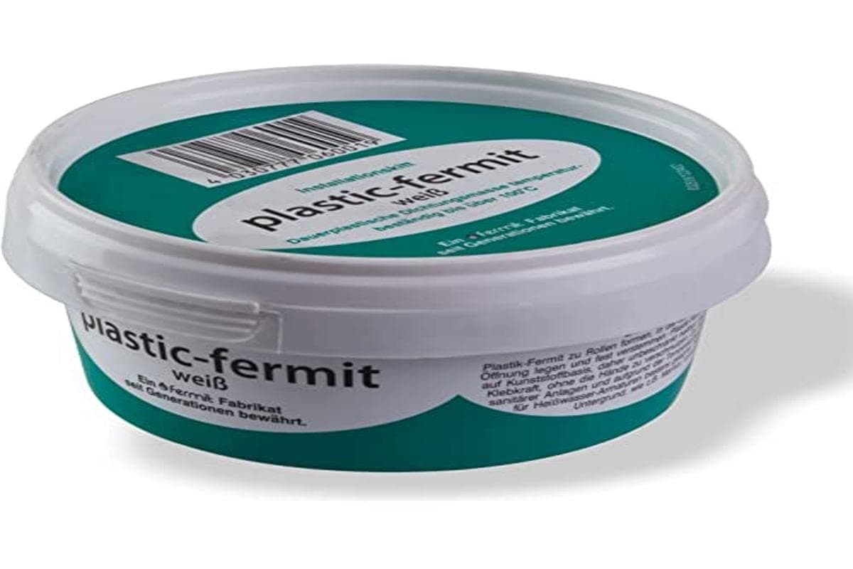 Fermit K11021 Plastic fermit White, Permanent Plastic sealant, Temperature Resistant up to Over 100 °C (500 g can), medium-sized