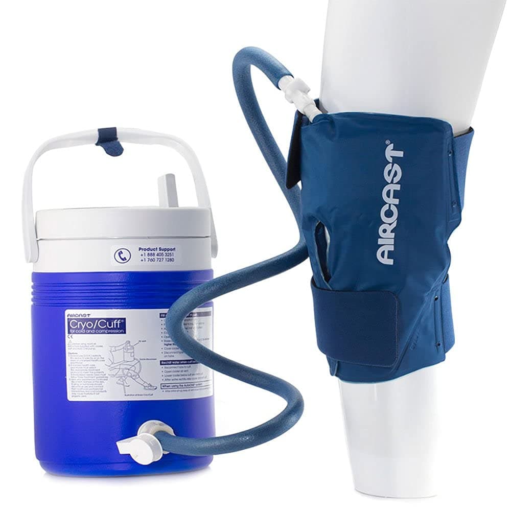 12233 Cryo/Cuff System, Combines Focused Compression with Cold Therapy to Provide Optimal Control of Swelling to Minimze Hemathrosis, Edema and Pain, Complete System with Medium Knee Cuff,Blue