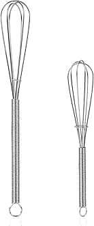 Mini Whisks Stainless Steel Whisk Set 5" 7" Kitchen Small Wisk Balloon Wire Tiny Whisks for Cooking, Whisking, Blending, Beating, Stirring 2Pack