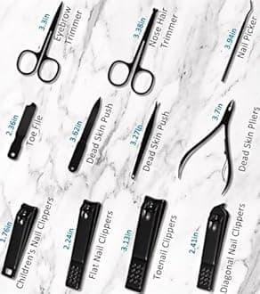 Professional Manicure Kit: Nail Tool Set, Stainless Steel, Brown, Classic Style